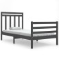 vidaXL Estructura de cama de madera maciza gris 90x200 cm