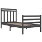 vidaXL Estructura de cama de madera maciza gris 90x200 cm