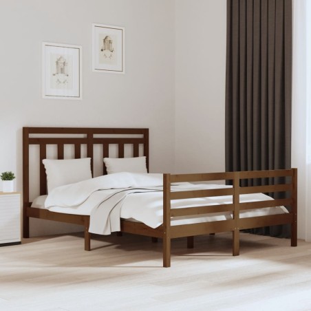 vidaXL Estructura cama madera maciza king size marrón miel 150x200 cm