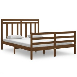 vidaXL Estructura cama madera maciza king size marrón miel 150x200 cm