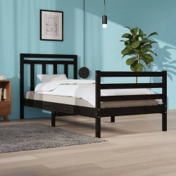 vidaXL Estructura de cama madera maciza negra 100x200 cm
