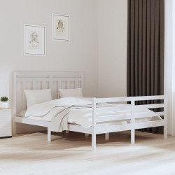 vidaXL Estructura de cama madera maciza King Size blanca 150x200 cm