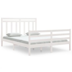 vidaXL Estructura de cama madera maciza King Size blanca 150x200 cm