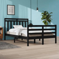 vidaXL Estructura de cama madera maciza negro 120x200 cm