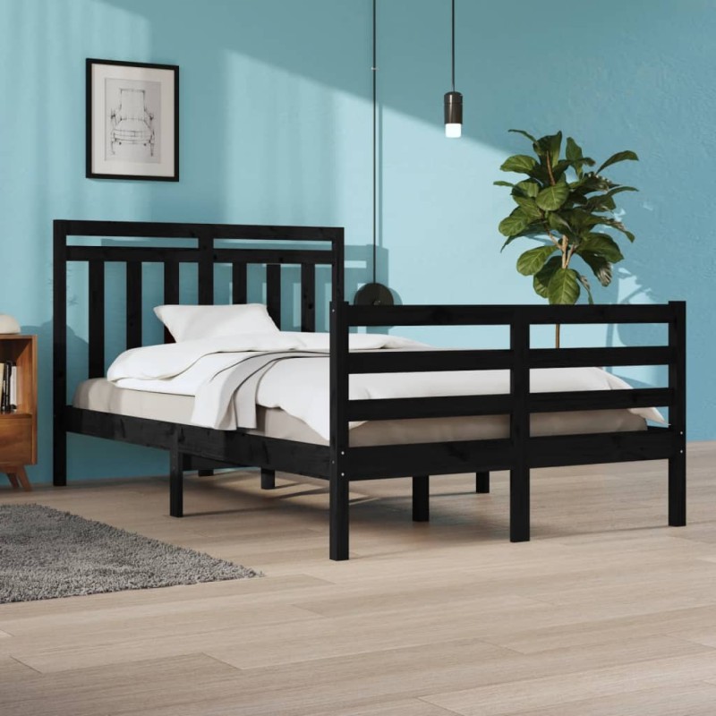 vidaXL Estructura de cama madera maciza negro 120x200 cm vidaXL Estructura de cama madera maciza negro 120x200 cm
