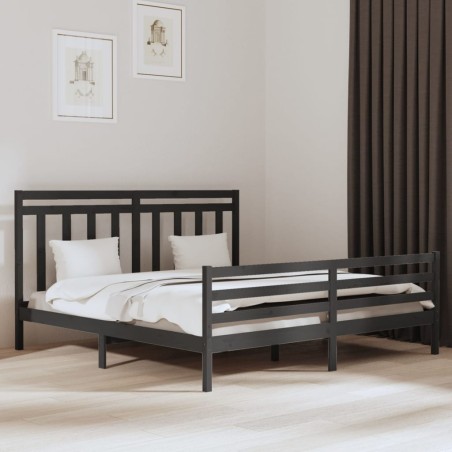 vidaXL Estructura de cama de madera maciza de pino gris 200x200 cm