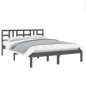 vidaXL Estructura de cama de matrimonio madera maciza gris 135x190 cm vidaXL Estructura de cama de matrimonio madera maciza gris 135x190 cm