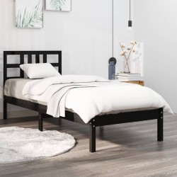 vidaXL Estructura de cama madera maciza de pino negra 90x200 cm