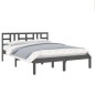 vidaXL Estructura de cama de madera maciza de pino gris 200x200 cm vidaXL Estructura de cama de madera maciza de pino gris 200x200 cm