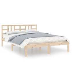 vidaXL Estructura de cama de matrimonio madera maciza 135x190 cm