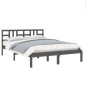 vidaXL Estructura de cama madera maciza King Size gris 150x200 cm vidaXL Estructura de cama madera maciza King Size gris 150x200 cm