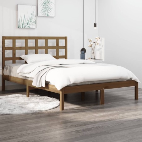 vidaXL Estructura de cama madera maciza King marrón miel 150x200 cm