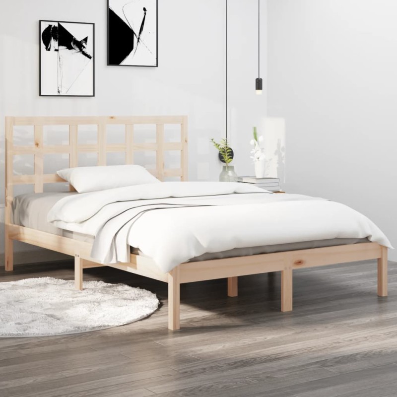 vidaXL Estructura de cama madera maciza de pino 140x190 cm vidaXL Estructura de cama madera maciza de pino 140x190 cm