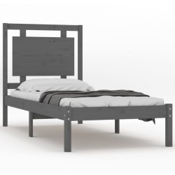 vidaXL Estructura de cama madera maciza de pino gris 90x200 cm