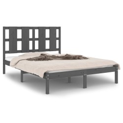 vidaXL Estructura de cama madera maciza de pino gris 120x200 cm