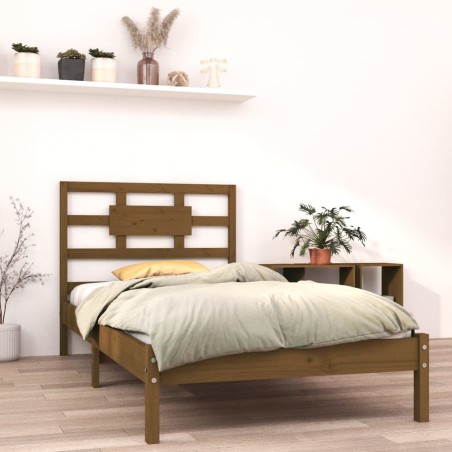 vidaXL Estructura de cama madera maciza marrón miel 100x200 cm