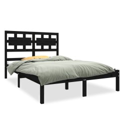 vidaXL Estructura de cama doble pequeño madera maciza negro 120x190 cm