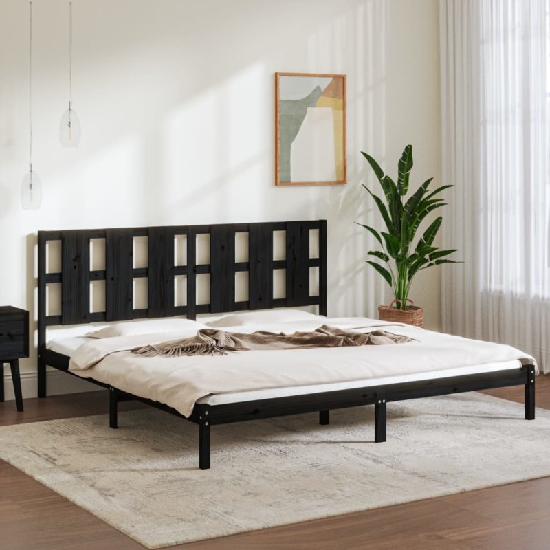 vidaXL Estructura de cama de madera maciza de pino negra 200x200 cm