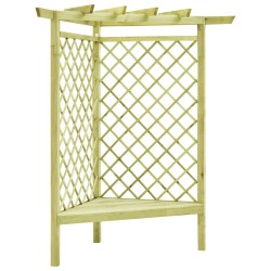 vidaXL Pérgola esquina y asiento madera pino impregnada 130x130x197 cm