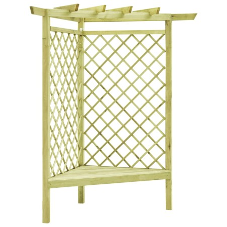 vidaXL Pérgola esquina y asiento madera pino impregnada 130x130x197 cm