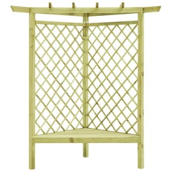 vidaXL Pérgola esquina y asiento madera pino impregnada 130x130x197 cm