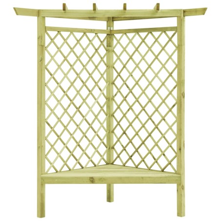 vidaXL Pérgola esquina y asiento madera pino impregnada 130x130x197 cm
