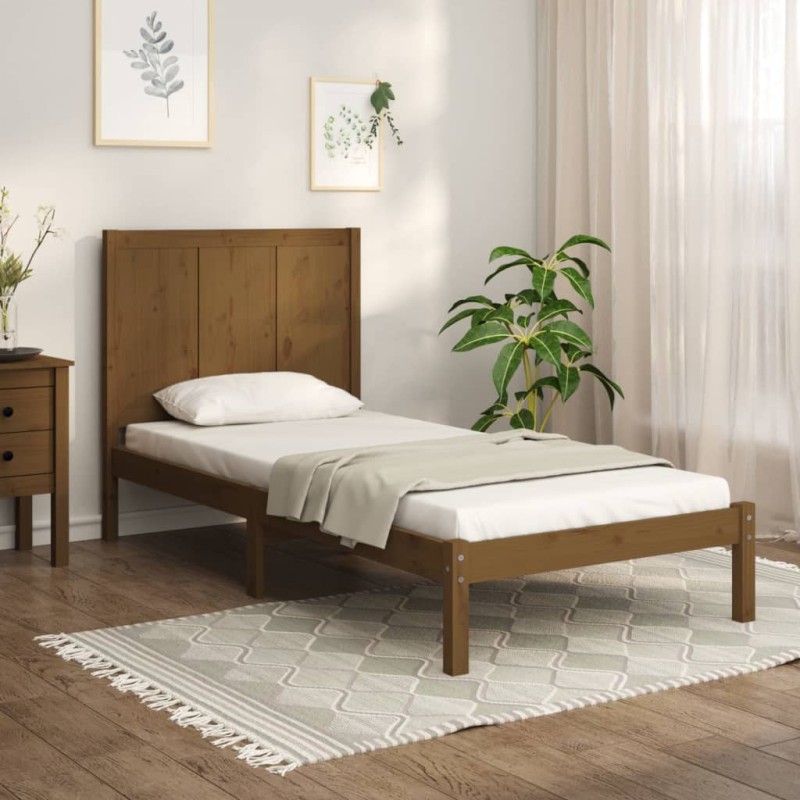 vidaXL Estructura de cama madera maciza de pino marrón miel 100x200 cm vidaXL Estructura de cama madera maciza de pino marrón miel 100x200 cm