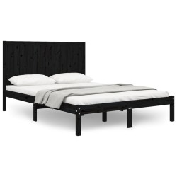 vidaXL Estructura de cama de madera maciza de pino negra 140x190 cm