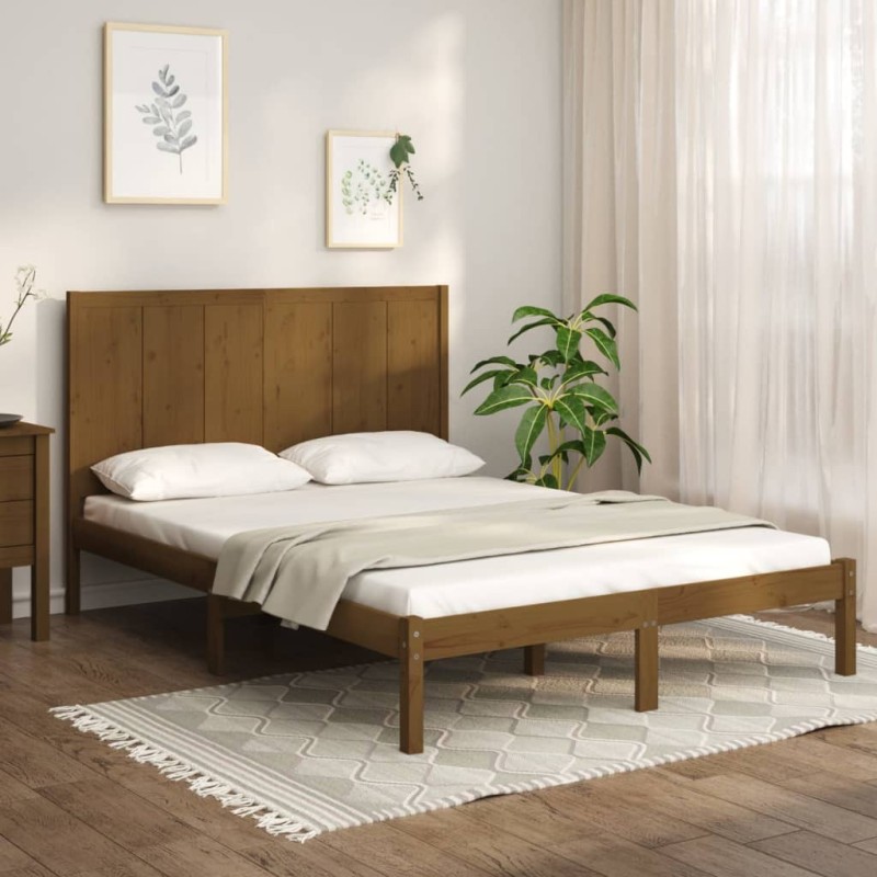 vidaXL Estructura de cama madera maciza de pino marrón miel 120x200 cm vidaXL Estructura de cama madera maciza de pino marrón miel 120x200 cm