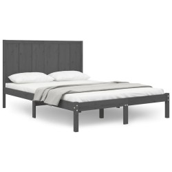 vidaXL Estructura de cama madera maciza de pino gris 150x200 cm