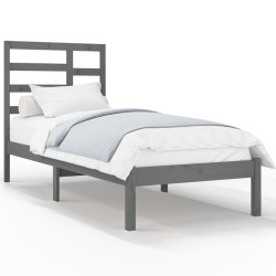 vidaXL Estructura de cama madera maciza de pino gris 90x200 cm