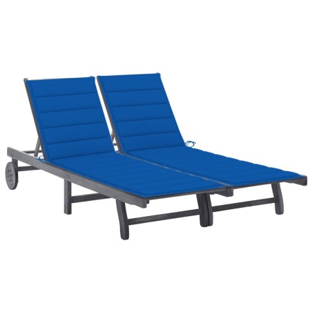 vidaXL Tumbona de jardín 2 personas y cojines madera maciza de acacia 