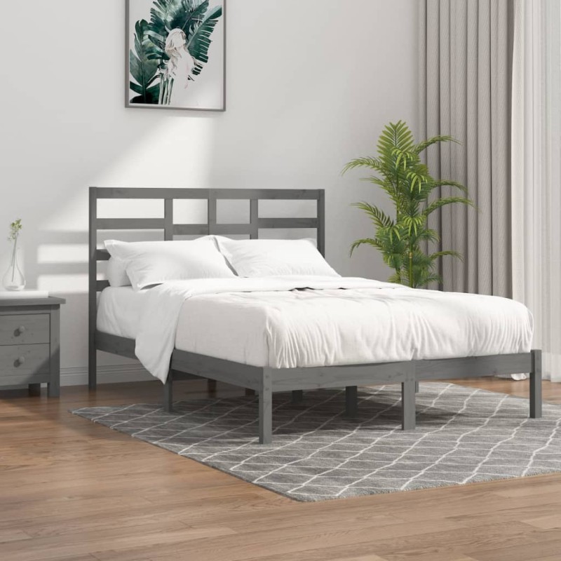 vidaXL Estructura de cama de madera maciza blanca 140x190 cm vidaXL Estructura de cama de madera maciza blanca 140x190 cm