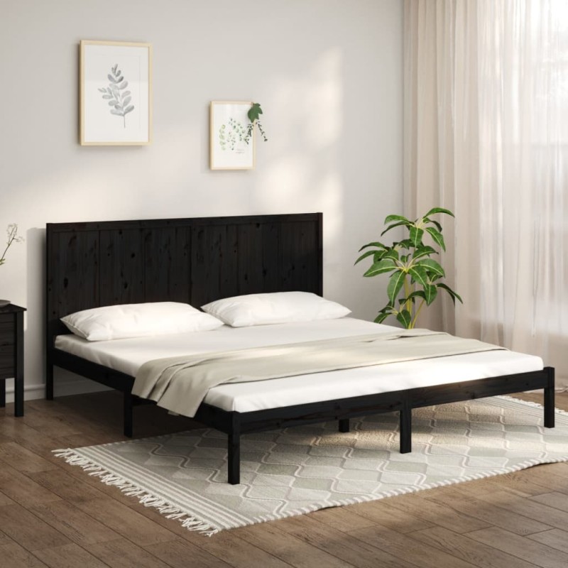 vidaXL Estructura de cama de madera maciza de pino negra 200x200 cm vidaXL Estructura de cama de madera maciza de pino negra 200x200 cm