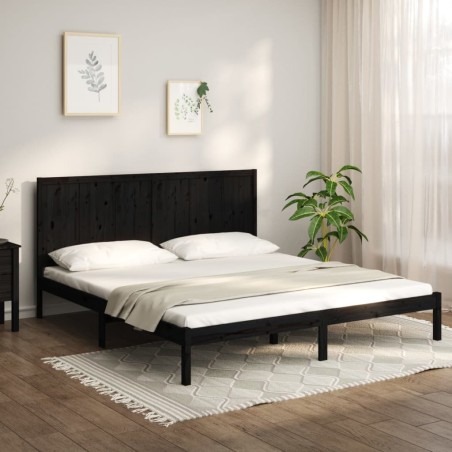 vidaXL Estructura de cama de madera maciza de pino negra 200x200 cm