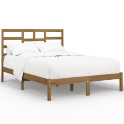 vidaXL Estructura de cama doble madera maciza marrón miel 120x190 cm