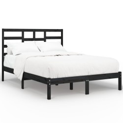 vidaXL Estructura de cama madera maciza negro King Size 150x200 cm
