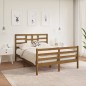 vidaXL Estructura de cama doble madera maciza marrón miel 120x190 cm vidaXL Estructura de cama doble madera maciza marrón miel 120x190 cm