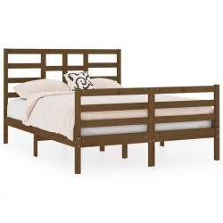 vidaXL Estructura de cama doble madera maciza marrón miel 120x190 cm