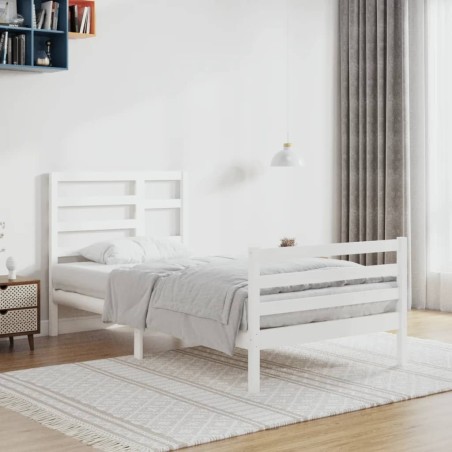vidaXL Estructura de cama madera maciza blanco 90x200 cm