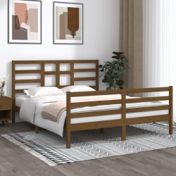 vidaXL Estructura de cama madera maciza marrón miel 160x200 cm