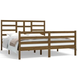 vidaXL Estructura de cama madera maciza marrón miel 160x200 cm