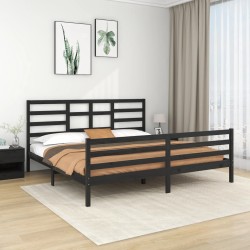 vidaXL Estructura de cama de madera maciza de pino negra 200x200 cm