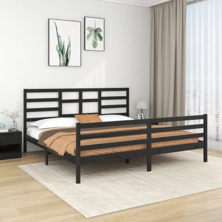 vidaXL Estructura de cama de madera maciza de pino negra 200x200 cm