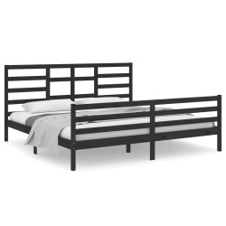 vidaXL Estructura de cama de madera maciza de pino negra 200x200 cm