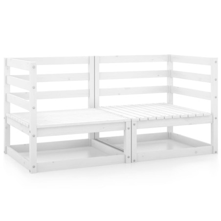 vidaXL Sofás de esquina de jardín 2 uds blanco madera maciza de pino