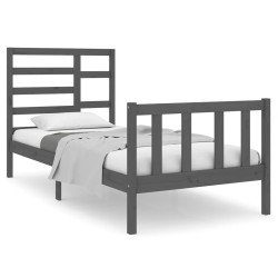 vidaXL Estructura de cama individual madera maciza gris 90x190 cm
