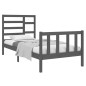vidaXL Estructura de cama individual madera maciza gris 90x190 cm vidaXL Estructura de cama individual madera maciza gris 90x190 cm