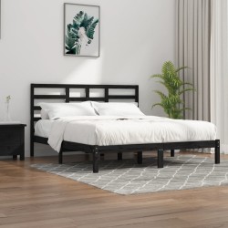 vidaXL Estructura de cama de madera maciza de pino negra 200x200 cm