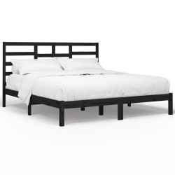 vidaXL Estructura de cama de madera maciza de pino negra 200x200 cm